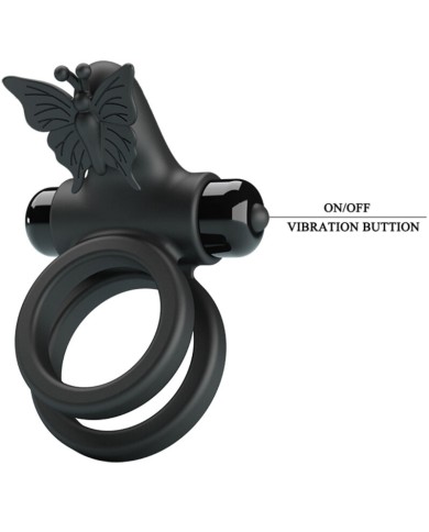 PRETTY LOVE DOBLE ANILLO VIBRADOR CON ESTIMULADOR NEGRO PRETTY LOVE DOBLE ANILLO VIBRADOR CON ESTIMULADOR NEGRO