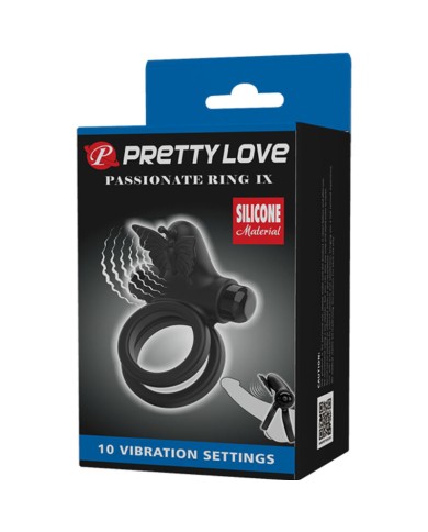 PRETTY LOVE DOBLE ANILLO VIBRADOR CON ESTIMULADOR NEGRO PRETTY LOVE DOBLE ANILLO VIBRADOR CON ESTIMULADOR NEGRO