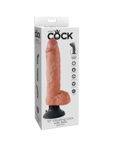 KING COCK DILDO VIBRADOR CON TESTICULOS 255 CM COLOR NATURAL
