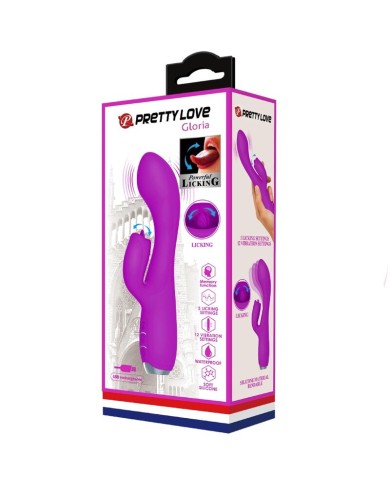 PRETTY LOVE GLORIA VIBRADOR CONEJO RECARGABLE IMPERMEABLE MORADO