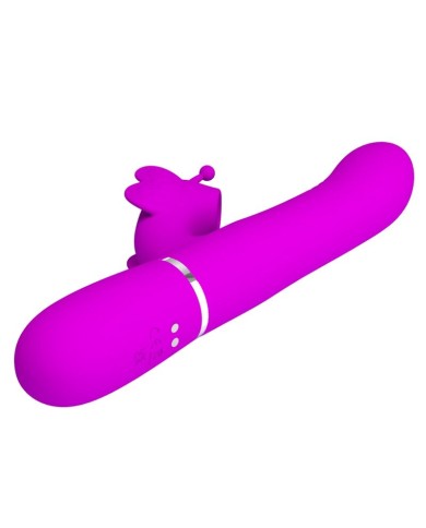 PRETTY LOVE VIBRADOR RABBIT MULTIFUNCION 4 EN 1 MARIPOSA FUCSIA