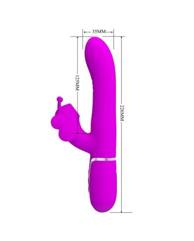PRETTY LOVE VIBRADOR RABBIT MULTIFUNCION 4 EN 1 MARIPOSA FUCSIA