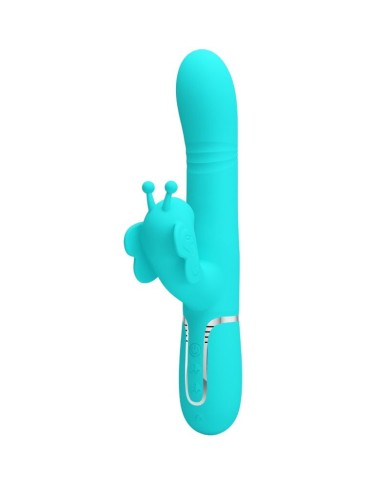 PRETTY LOVE VIBRADOR RABBIT MULTIFUNCION 4 EN 1 MARIPOSA VERDE AGUA