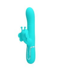 PRETTY LOVE VIBRADOR RABBIT MULTIFUNCION 4 EN 1 MARIPOSA VERDE AGUA
