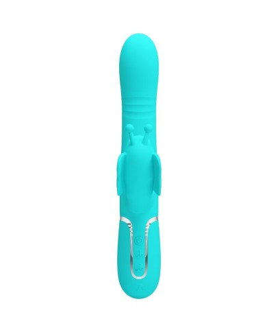 PRETTY LOVE VIBRADOR RABBIT MULTIFUNCION 4 EN 1 MARIPOSA VERDE AGUA