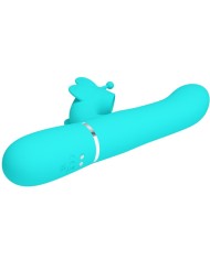 PRETTY LOVE VIBRADOR RABBIT MULTIFUNCION 4 EN 1 MARIPOSA VERDE AGUA
