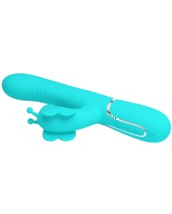 PRETTY LOVE VIBRADOR RABBIT MULTIFUNCION 4 EN 1 MARIPOSA VERDE AGUA