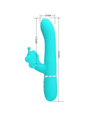 PRETTY LOVE VIBRADOR RABBIT MULTIFUNCION 4 EN 1 MARIPOSA VERDE AGUA