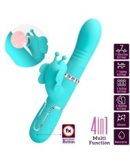 PRETTY LOVE VIBRADOR RABBIT MULTIFUNCION 4 EN 1 MARIPOSA VERDE AGUA