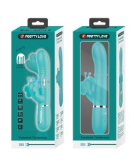 PRETTY LOVE VIBRADOR RABBIT MULTIFUNCION 4 EN 1 MARIPOSA VERDE AGUA