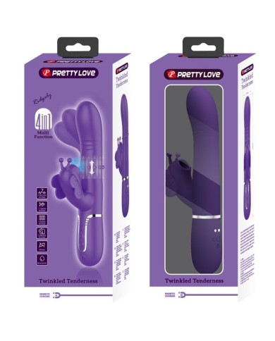 PRETTY LOVE VIBRADOR RABBIT MULTIFUNCION 4 EN 1 MARIPOSA MORADO