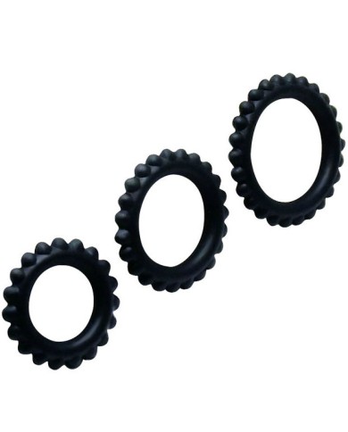 BAILE TITAN SET 3 PCS COCK RING BLACK 28 24 19 CM