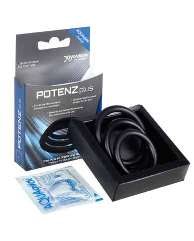JOYDIVISION POTENZDUO PLUS PACK 3 ANILLOS PARA PENE NEGRO S M L