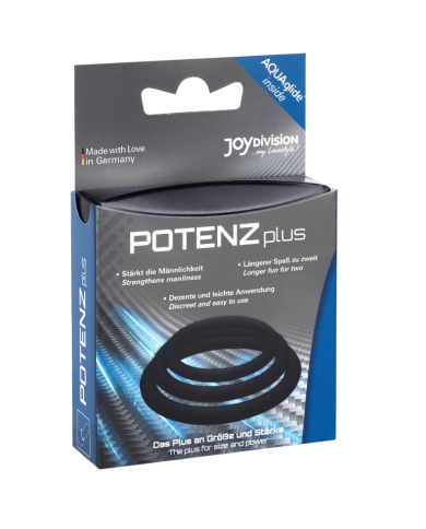 JOYDIVISION POTENZDUO PLUS PACK 3 ANILLOS PARA PENE NEGRO S M L