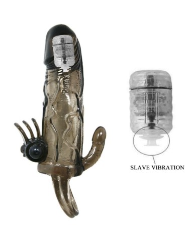 BAILE BRAVE MAN FUNDA PENE ANAL Y CLITORIS VIBRADOR 165 CM NEGRO