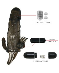 BAILE BRAVE MAN FUNDA PENE ANAL Y CLITORIS VIBRADOR 165 CM NEGRO
