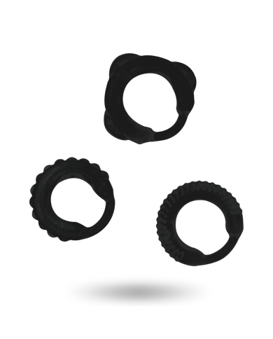 ADDICTED TOYS SET 3 ANILLOS PENE NEGRO