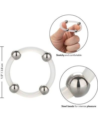 CALEXOTICS ANILLO DE SILICONA CON CUENTAS DE ACERO TALLA L