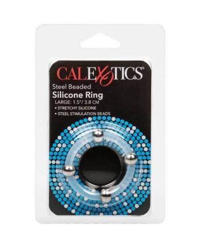 CALEXOTICS ANILLO DE SILICONA CON CUENTAS DE ACERO TALLA L