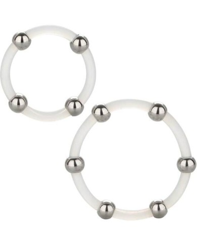 CALEXOTICS KIT DE 2 UDS ANILLO DE SILICONA CON CUENTAS DE ACERO