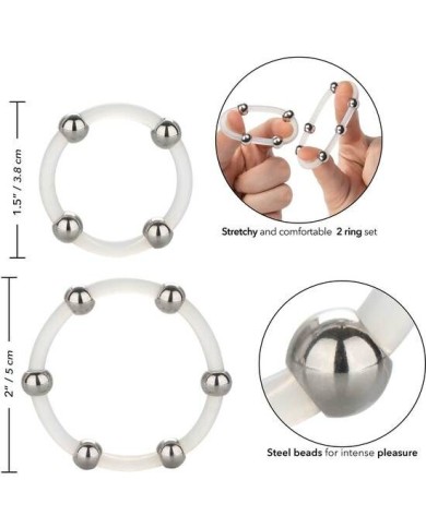 CALEXOTICS KIT DE 2 UDS ANILLO DE SILICONA CON CUENTAS DE ACERO