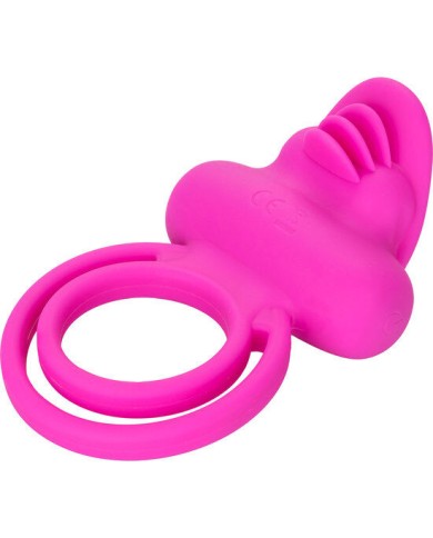 CALEXOTICS DUAL CLIT FLICKER ENHANCER DOBLE ANILLO VIBRADOR DE SILICONA ROSA