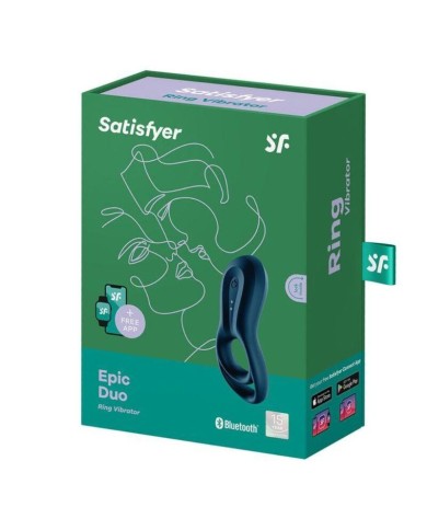 SATISFYER EPIC DUO ANILLO VIBRADOR APP AZUL
