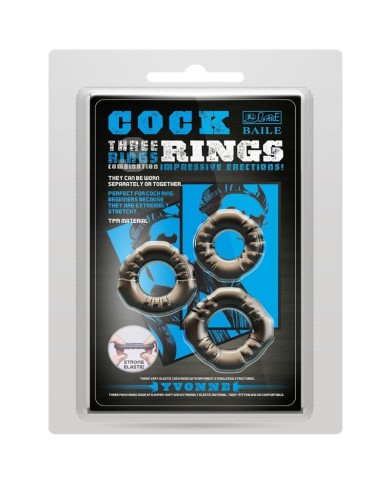 BAILE COCK RINGS YVONNE SET 3 ANILLOS PENE