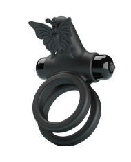 PRETTY LOVE DOBLE ANILLO VIBRADOR CON ESTIMULADOR NEGRO