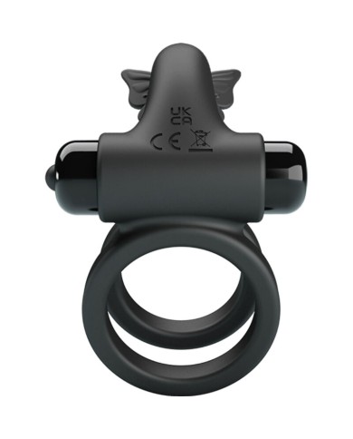 PRETTY LOVE DOBLE ANILLO VIBRADOR CON ESTIMULADOR NEGRO