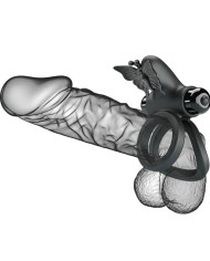 PRETTY LOVE DOBLE ANILLO VIBRADOR CON ESTIMULADOR NEGRO