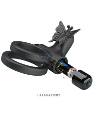 PRETTY LOVE DOBLE ANILLO VIBRADOR CON ESTIMULADOR NEGRO