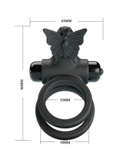 PRETTY LOVE DOBLE ANILLO VIBRADOR CON ESTIMULADOR NEGRO