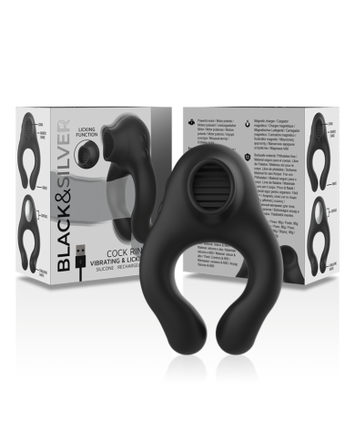 BLACKSILVER ANILLO VIBRADOR SILICONA 3 MOTORES RECARGABLE NEGRO
