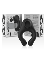 BLACKSILVER ANILLO VIBRADOR SILICONA 3 MOTORES RECARGABLE NEGRO