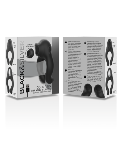 BLACKSILVER ANILLO VIBRADOR SILICONA 3 MOTORES RECARGABLE NEGRO