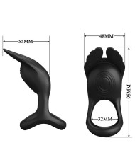 PRETTY LOVE SILAS ANILLO VIBRADOR 7 VIBRACIONES SILICONA NEGRO