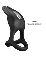 PRETTY LOVE SILAS ANILLO VIBRADOR 7 VIBRACIONES SILICONA NEGRO