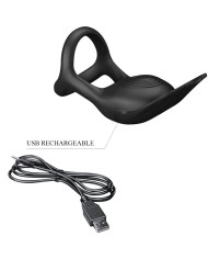 PRETTY LOVE SILAS ANILLO VIBRADOR 7 VIBRACIONES SILICONA NEGRO