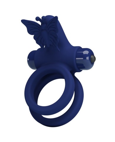 PRETTY LOVE JAMELE DOBLE ANILLO CON VIBRACION ESTIMULADOR MARIPOSA AZUL