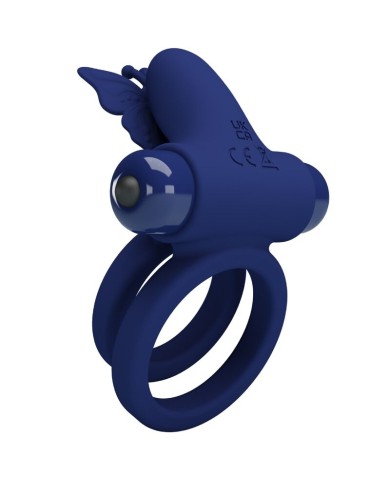 PRETTY LOVE JAMELE DOBLE ANILLO CON VIBRACION ESTIMULADOR MARIPOSA AZUL