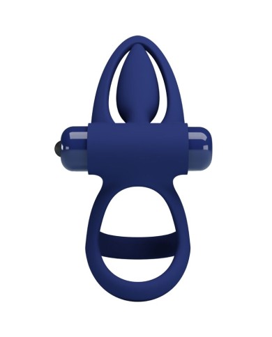PRETTY LOVE MAT DOBLE ANILLO CON VIBRACION ESTIMULADOR AZUL