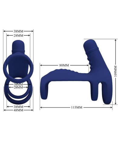 PRETTY LOVE ELISH ANILLO VIBRADOR CON EXTENSION AZUL
