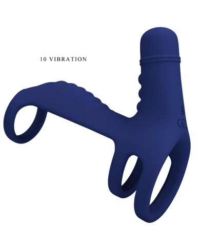 PRETTY LOVE ELISH ANILLO VIBRADOR CON EXTENSION AZUL