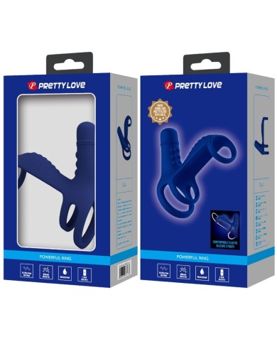 PRETTY LOVE ELISH ANILLO VIBRADOR CON EXTENSION AZUL