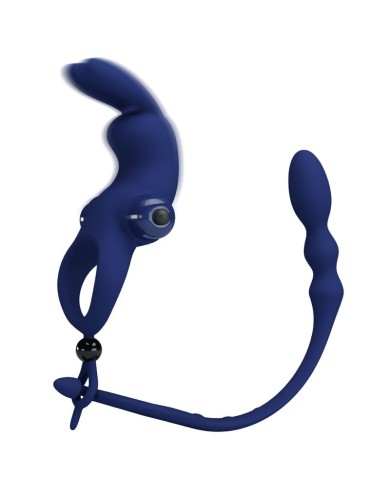 PRETTY LOVE AYAD ANILLO VIBRADOR RABBIT CON PLUG AZUL