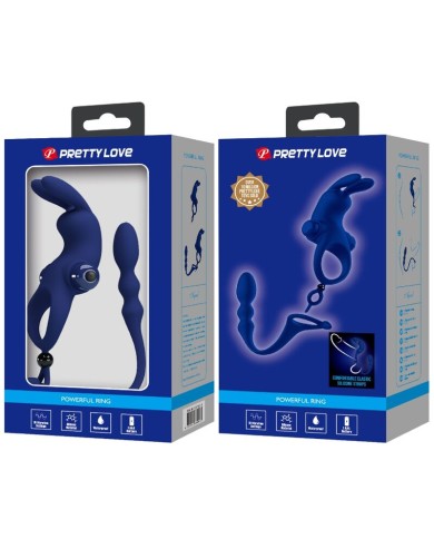 PRETTY LOVE AYAD ANILLO VIBRADOR RABBIT CON PLUG AZUL