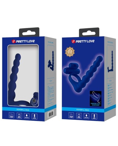 PRETTY LOVE AJMAL ANILLO VIBRADOR CON PLUG AZUL