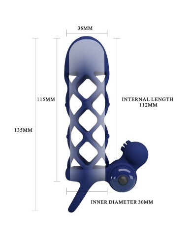 PRETTY LOVE GIANN ANILLO VIBRADOR CON FUNDA DE SILICONA AZUL