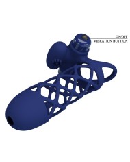 PRETTY LOVE GIANN ANILLO VIBRADOR CON FUNDA DE SILICONA AZUL